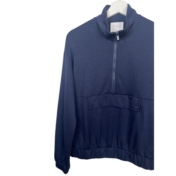 Stylus Half Zip Pullover Sweatshirt Small Navy Blue Athleisure Top NWT - Picture 5 of 11